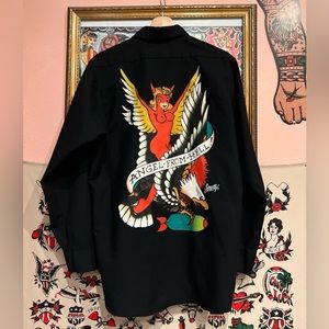 SAILOR JERRY!! Vintage classic sailor Jerry button up this thing is flawless!